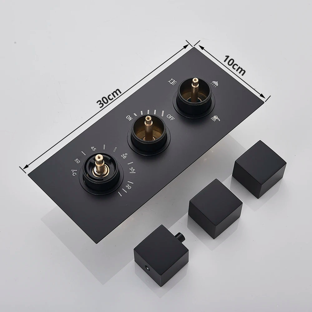 Luxury Waterfall Rainfall Shower Faucet Thermostat Valve Mixers Wall Mounted Thermostatic Shower Set With Handshower