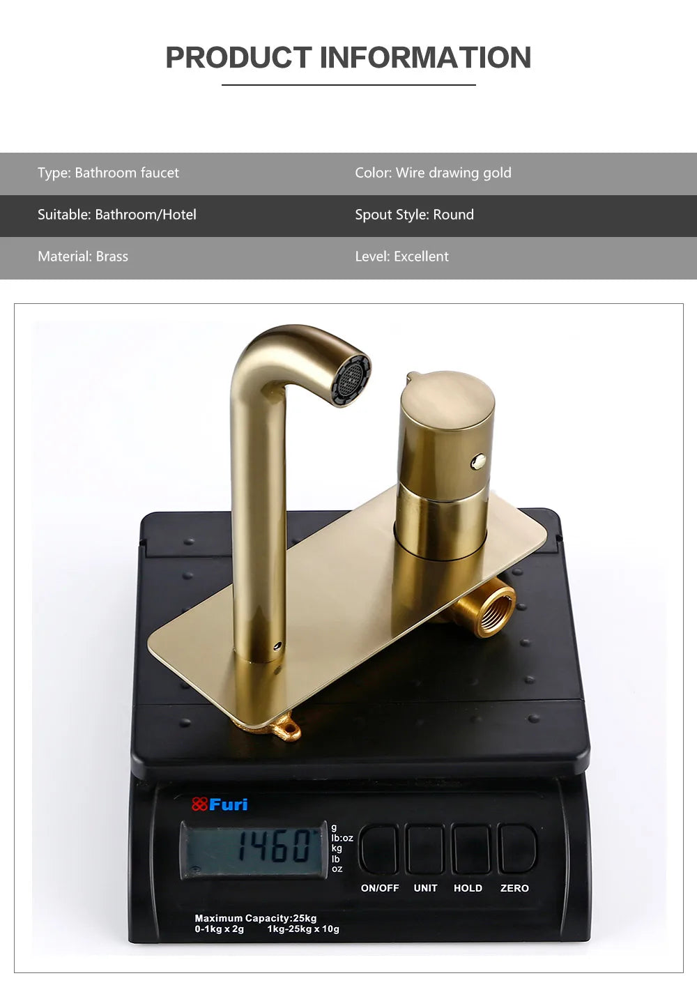 Smesiteli Bathroom Vanity Sink Faucet With Cover Plate Hot And Cold Wall-Mount Mixer Tap In Brushed Gold Taps With Knob