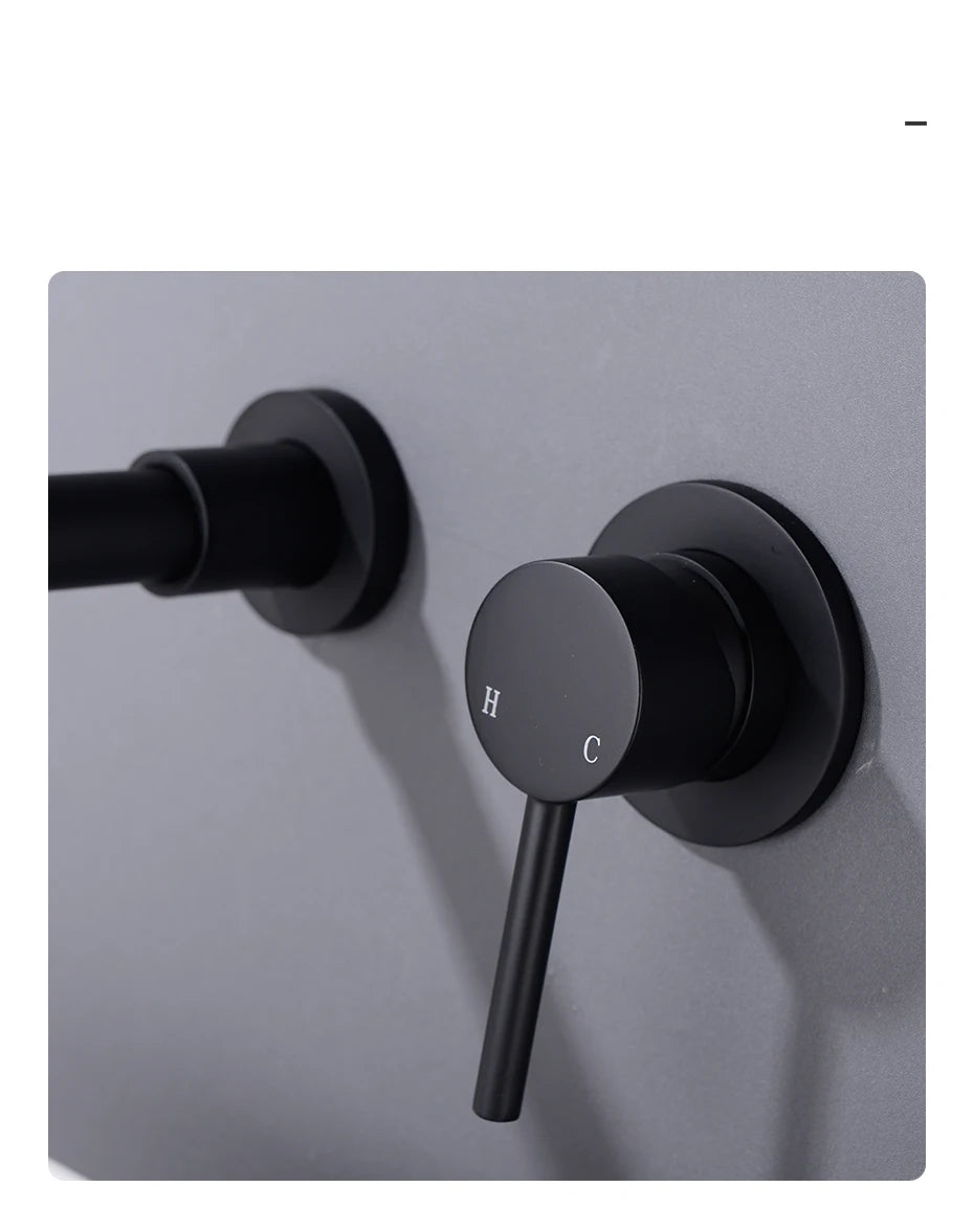 Black Bathroom Sink Faucet  Brass Tap Hot Cold Wash Basin Water Swivel Spout Wall Mounted Bath Mixer Brushed Gold Gunmetal
