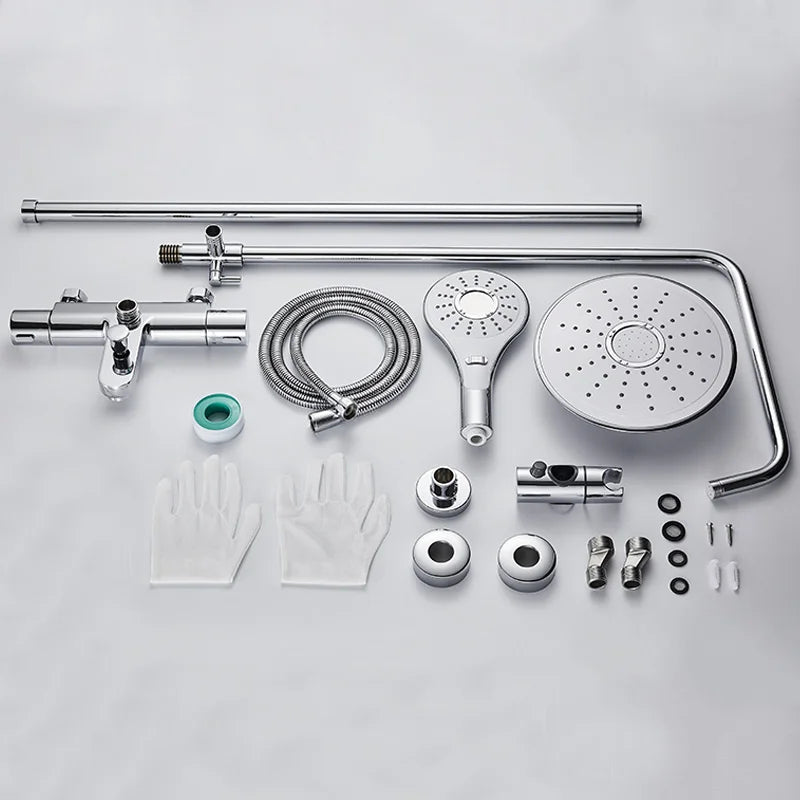 ROVATE Thermostatic Shower Systems with Rain Shower and Adjustable Handheld Shower,Bathroom Shower Set Fixtures