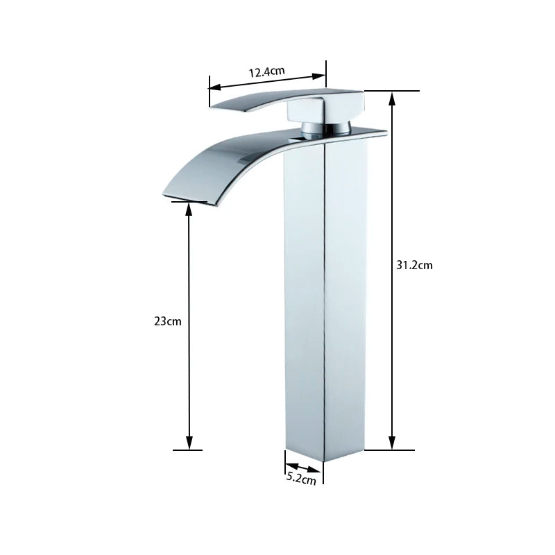 Matte Black Basin Faucet Waterfall Washbasin Vanity Above Counter Sink Faucet Hot & Cold Mixer Tap Deck Mounted Bathroom Crane