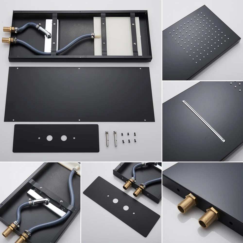 Luxury Waterfall Rainfall Shower Faucet Thermostat Valve Mixers Wall Mounted Thermostatic Shower Set With Handshower