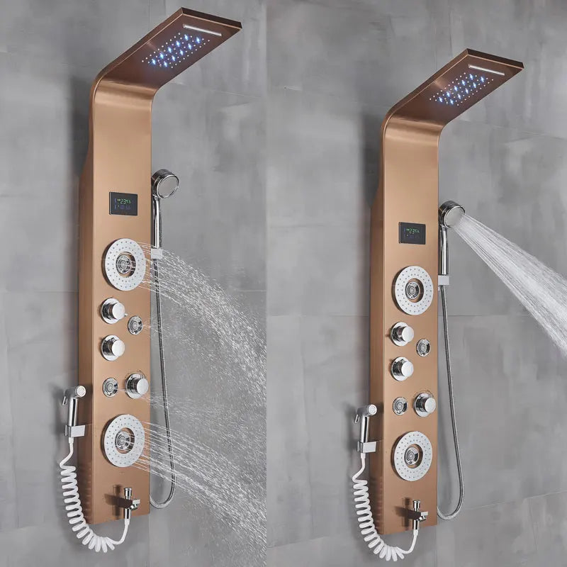 Black Shower Panel Column LED Bathroom Shower System