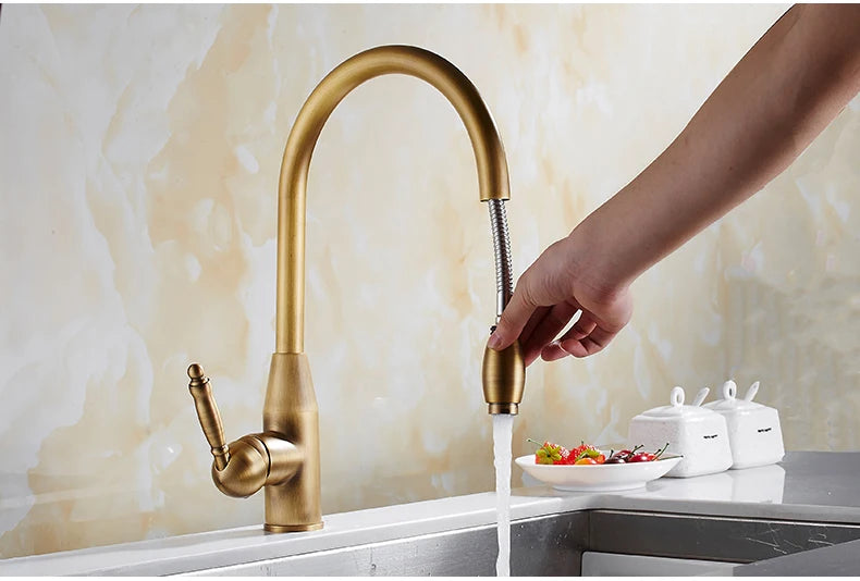 Antique Bronze Kitchen faucets 360 Rotate Swivel Faucet Hot Cold Water Tap Mixer Kitchen Sink Faucet ELK331