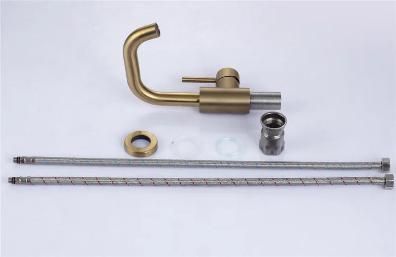 Bathroom Faucet  Brushed Gold Bathroom Basin Faucet Cold And Hot Sink Mixer Sink Tap Single Handle Deck Mounted Water Tap