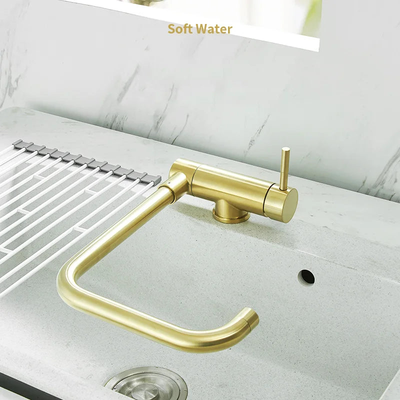Black Kitchen Faucet 360° Rotating Fold Hot Cold Water Mixer Tap Deck Mount Sink Faucets 304 stainless steel quality Crane