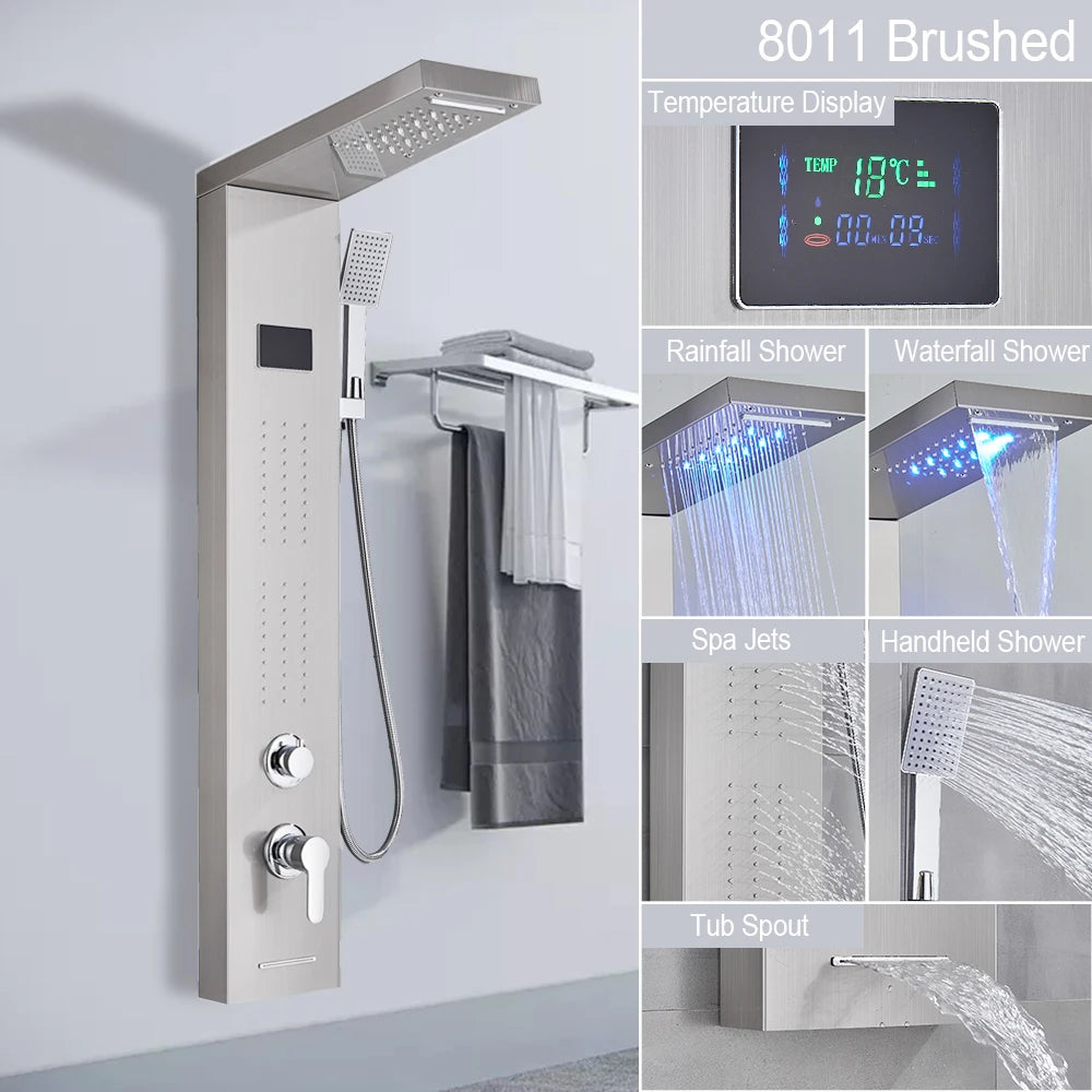 LED Shower Panel 5 Function Bathroom Shower Faucet