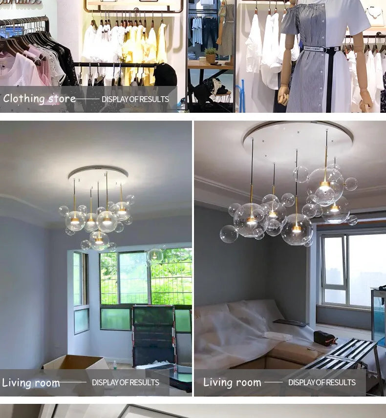 Modern Art Deco Glass Bubble Chandelier Customized Living room Droplight for Children Dining room Bar Indoor Decor Light Fixture