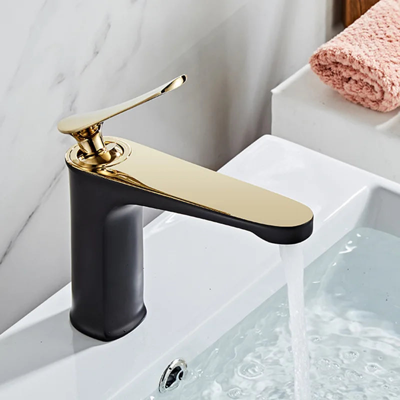 Basin Faucet Bathroom Hot Cold Sink Tap Brass Chrome Gold Fashion Single Lever Bathroom Brass Water Mixer Crane