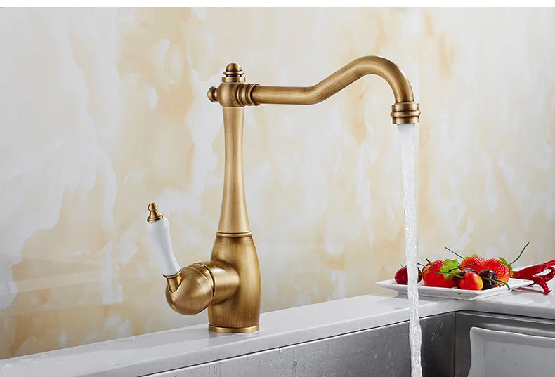 Antique Bronze Kitchen faucets 360 Rotate Swivel Faucet Hot Cold Water Tap Mixer Kitchen Sink Faucet ELK331