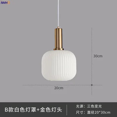 IWHD Nordic Style Glass Pendant Lights Fixtures Bedroom Dinning Living Room Light Modern LED Hanging Lamp Hanglamp Luminaire