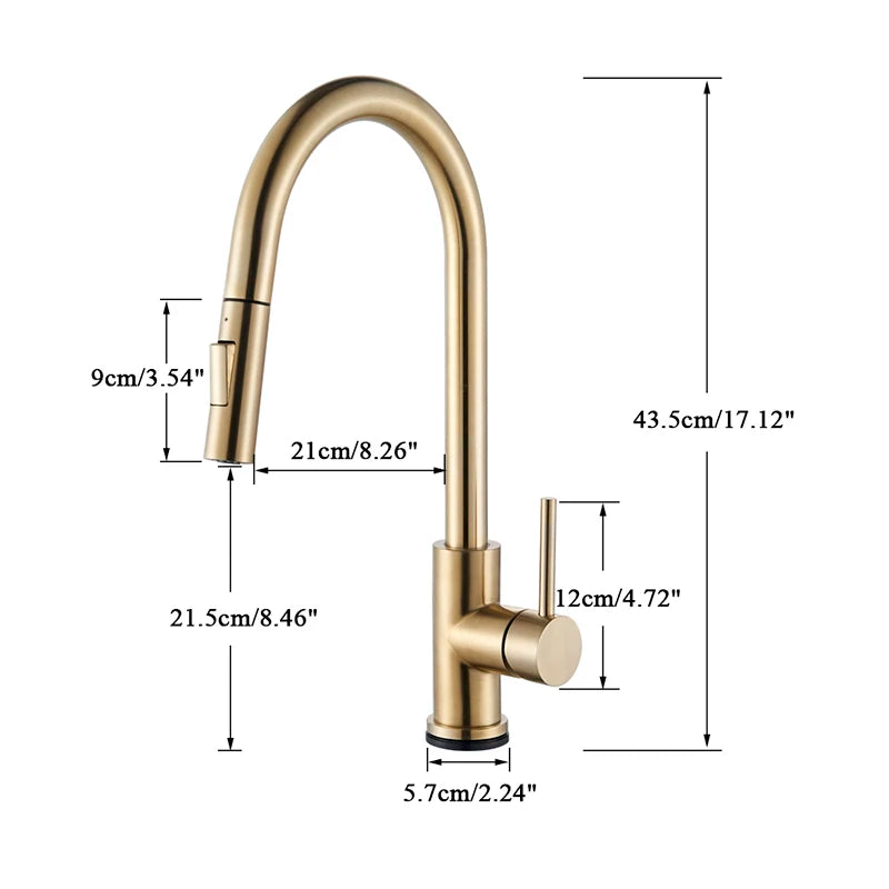 Brushed Smart Touch On Kitchen Faucet Sensor 360 Rotation Pull Out Single Handle Mixer Tap Two Water Modes Sink Crane Hot Cold