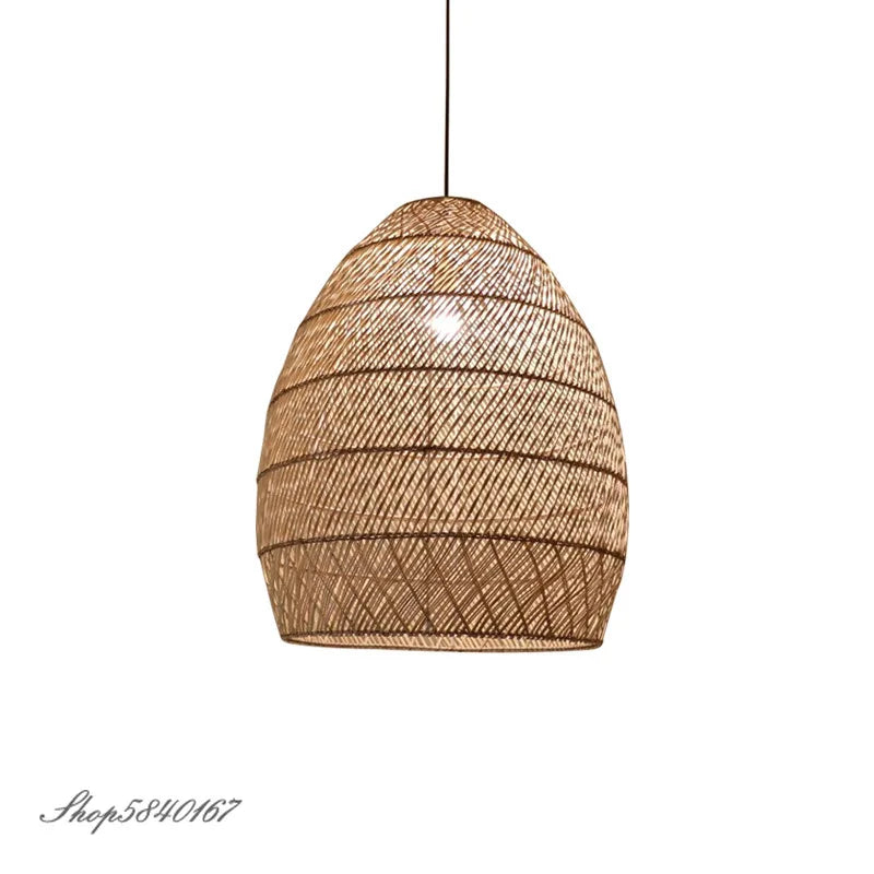 Natural Rattan Lamp Pendant light New Chinese Style Hand-woven Pendant Light for Living Room Hanging Luminaire Dining Room light