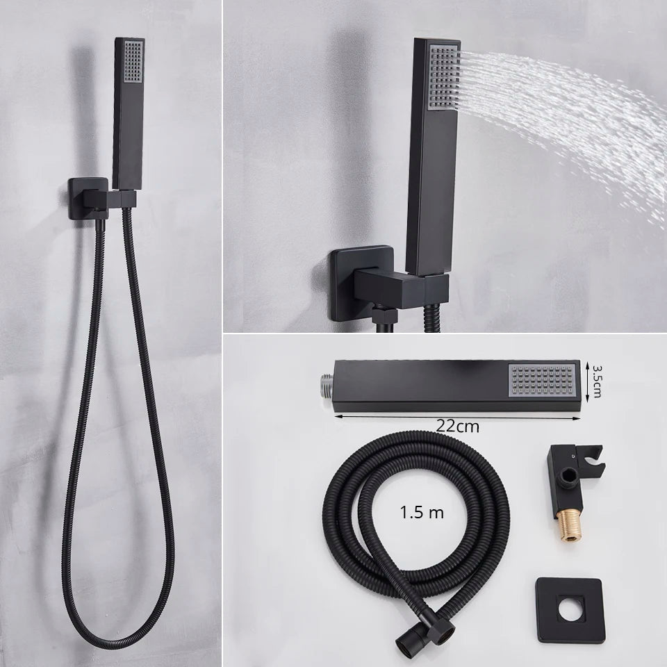 Luxury Waterfall Rainfall Shower Faucet Thermostat Valve Mixers Wall Mounted Thermostatic Shower Set With Handshower
