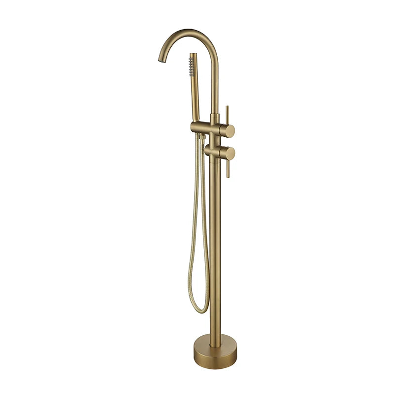 Freestanding Bathtub Faucet Bathroom Tub Shower Diverter Floor Mounted Mixer Tap Brass Rose Gold for Bath Spout With Handshower