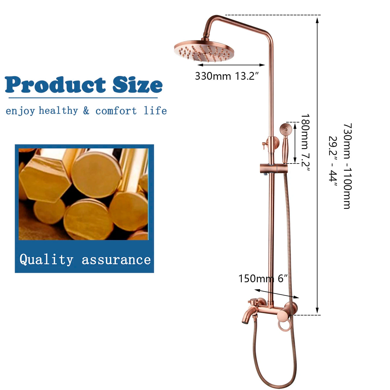 Antique Copper Bathroom Shower Set Rainfall Bath Shower