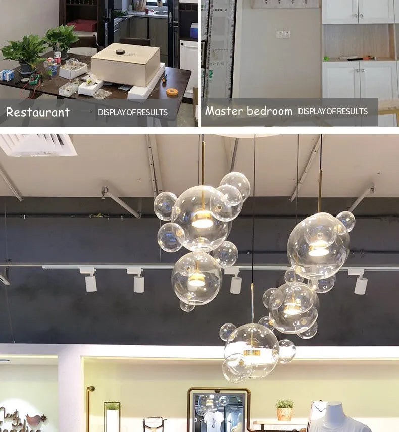 Modern Art Deco Glass Bubble Chandelier Customized Living room Droplight for Children Dining room Bar Indoor Decor Light Fixture