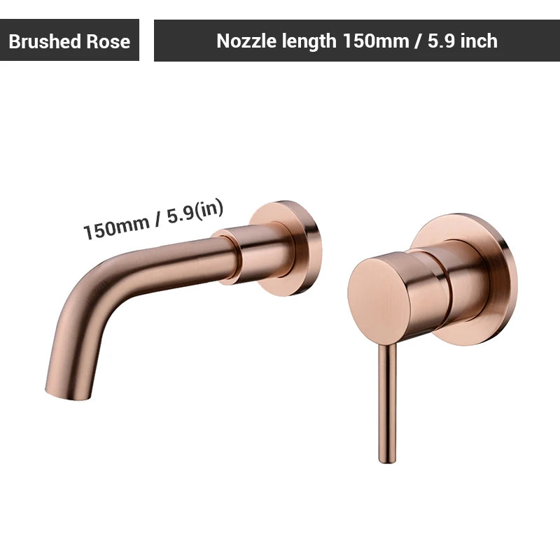 Black Bathroom Sink Faucet  Brass Tap Hot Cold Wash Basin Water Swivel Spout Wall Mounted Bath Mixer Brushed Gold Gunmetal