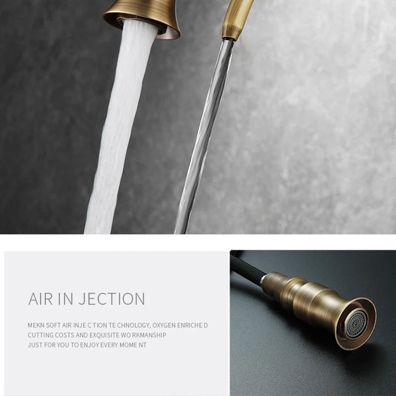 Filtered Pure Water Kitchen Faucet Deck Mount Antique Brass Faucet
