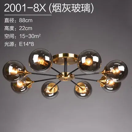 Modern Parlor LED Chandelier Smoke Grey/Clear Glass