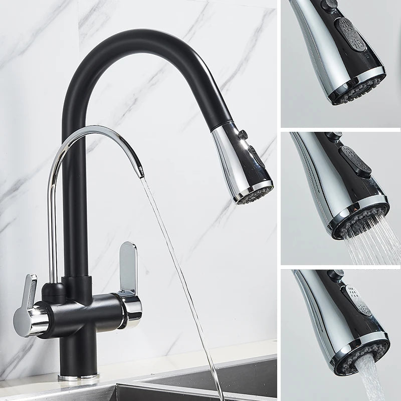 Filtered Pure Water Kitchen Faucet Deck Mount Antique Brass Faucet