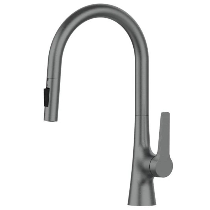 Deck Mounted Kitchen Faucet Pull Out Mixer Tap Bagnolux Gun Gray Brass Two Function Single Handle Hot and Cold Water Crane