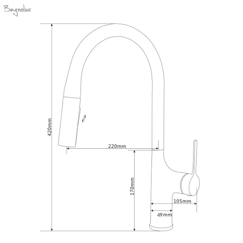 Deck Mounted Kitchen Faucet Pull Out Mixer Tap Bagnolux Gun Gray Brass Two Function Single Handle Hot and Cold Water Crane