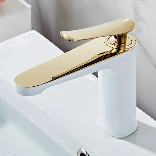 Basin Faucet Bathroom Hot Cold Sink Tap Brass Chrome Gold Fashion Single Lever Bathroom Brass Water Mixer Crane