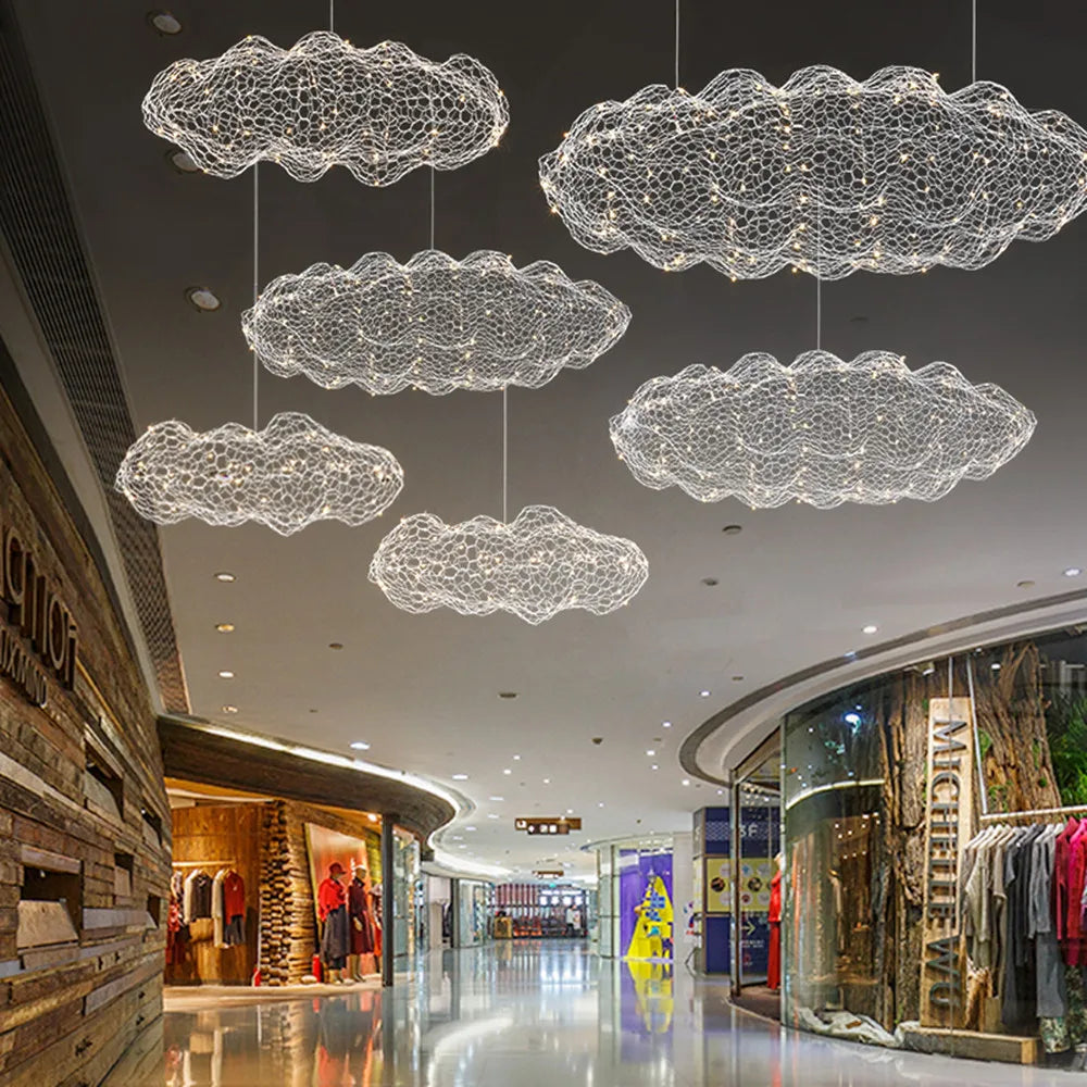 Art Decor Hollow Cloud Pendant Lights For Living Room Bedroom Staircase Danish Design Lamp Industrial Loft Firefly Chandelier