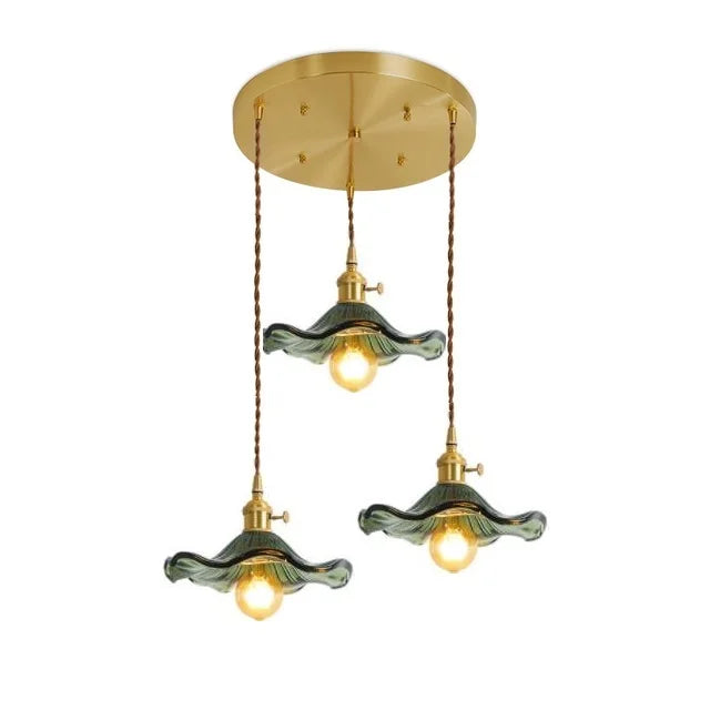 Colorful Glass with Brass Nordic Style Simple LED Pendant Light