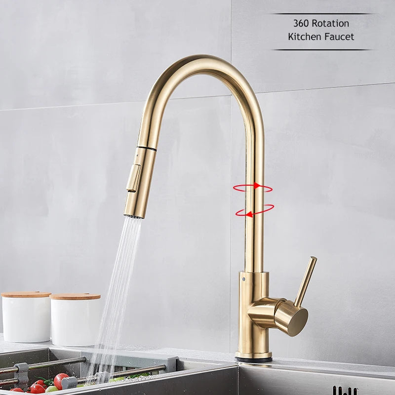 Pull Out Kitchen Faucets 360 Rotation Kitchen Mixer Tap Single Lever Mixer Tap Kitchen Sink Cold Hot Water Tap