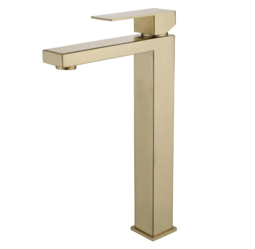 stainless steel brushed Gold bathroom Faucet Deck Mounted Basin Sink Tap Mixer Hot & Cold Water mixer Faucet