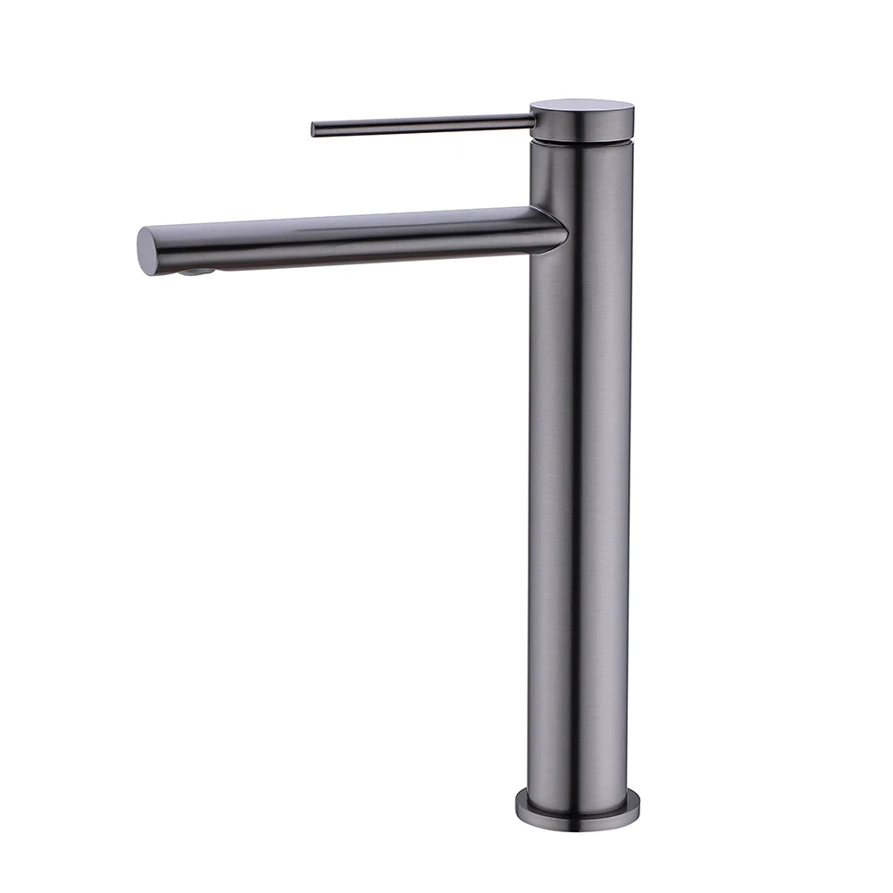 Hot Cold Bathroom Mixer Sink Tap Basin Faucet Brass Gun Metal Deck Mounted Single Hole Single Handle Vanity Water Tapware