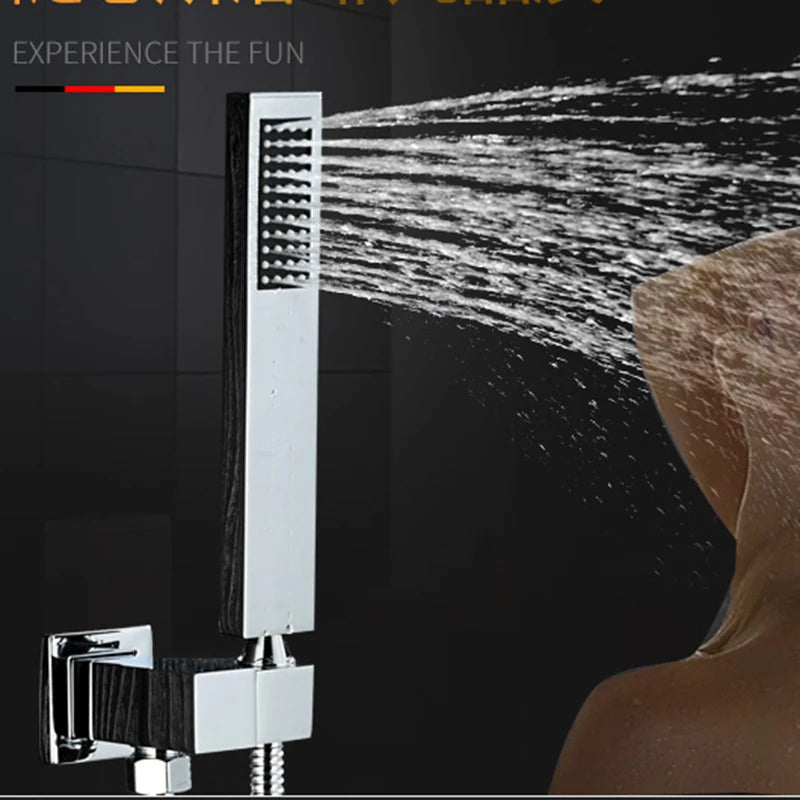 Modern Bathroom Rain Waterfall Shower Set Thermostatic Mixer Bath Shower Mixer Tap Brass Body