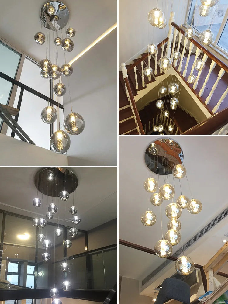 Nordic Glass Ball Chandelier in Black