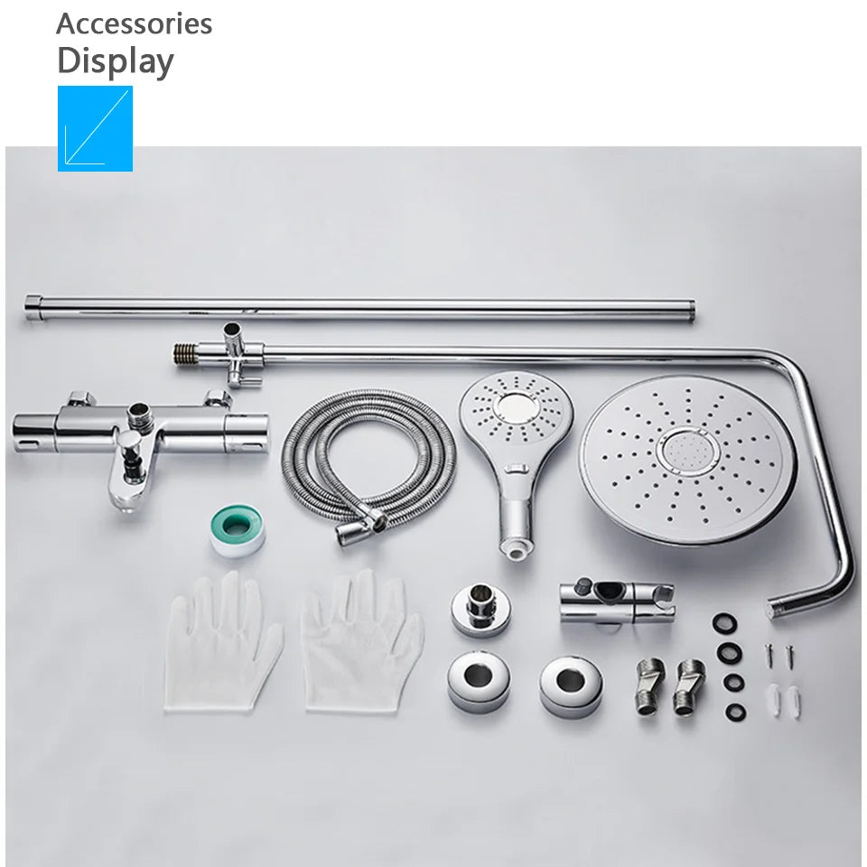 ROVATE Thermostatic Shower Systems with Rain Shower and Adjustable Handheld Shower,Bathroom Shower Set Fixtures