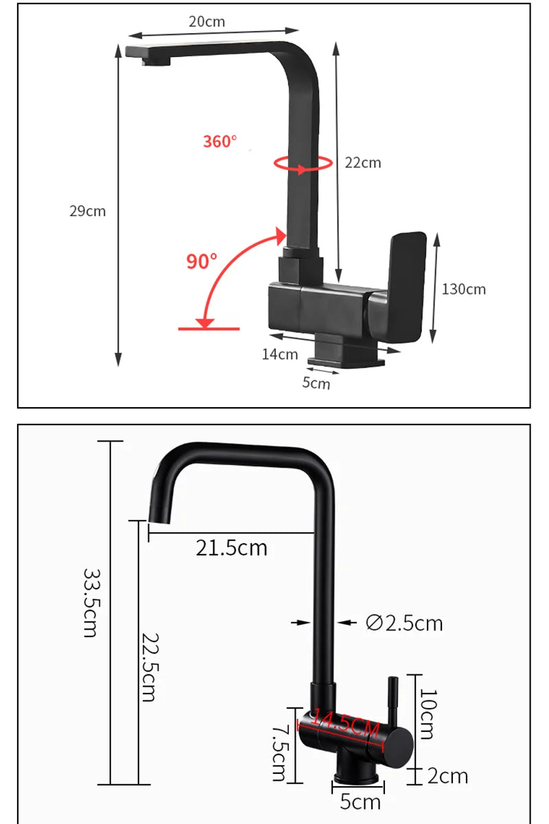 Black Kitchen Faucet 360° Rotating Fold Hot Cold Water Mixer Tap Deck Mount Sink Faucets 304 stainless steel quality Crane