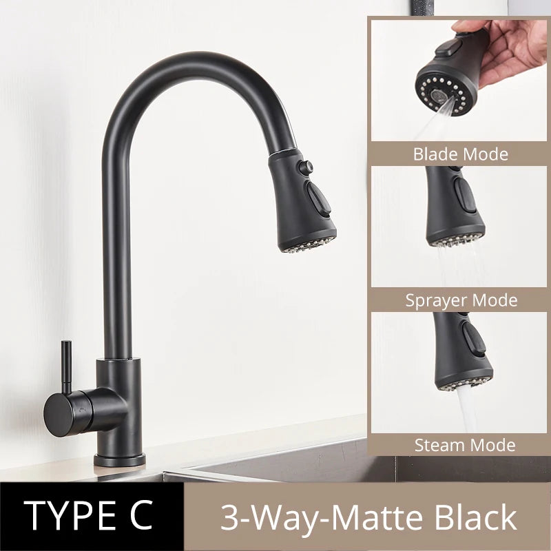 Uythner Antique Brass Kitchen Faucet Pull Out Kitchen Sink Water Taps Single Handle Mixer Tap 360 Rotation Cranes Deck Mounted