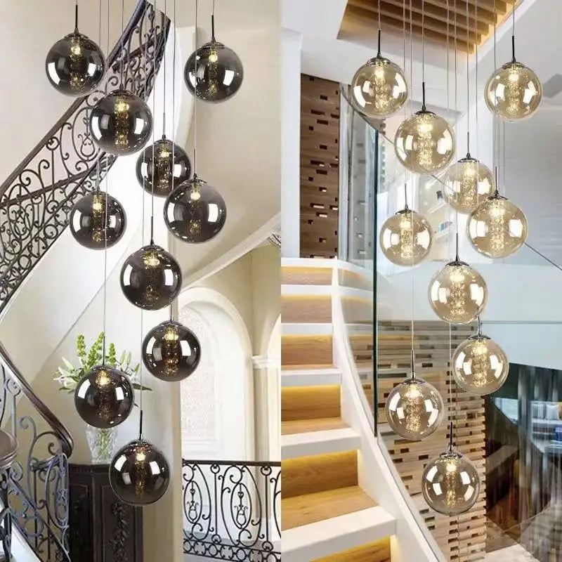 Nordic Glass Ball Chandelier in Black