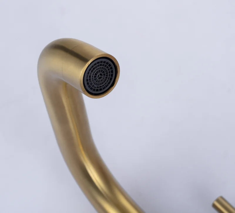 Bathroom Faucet  Brushed Gold Bathroom Basin Faucet Cold And Hot Sink Mixer Sink Tap Single Handle Deck Mounted Water Tap