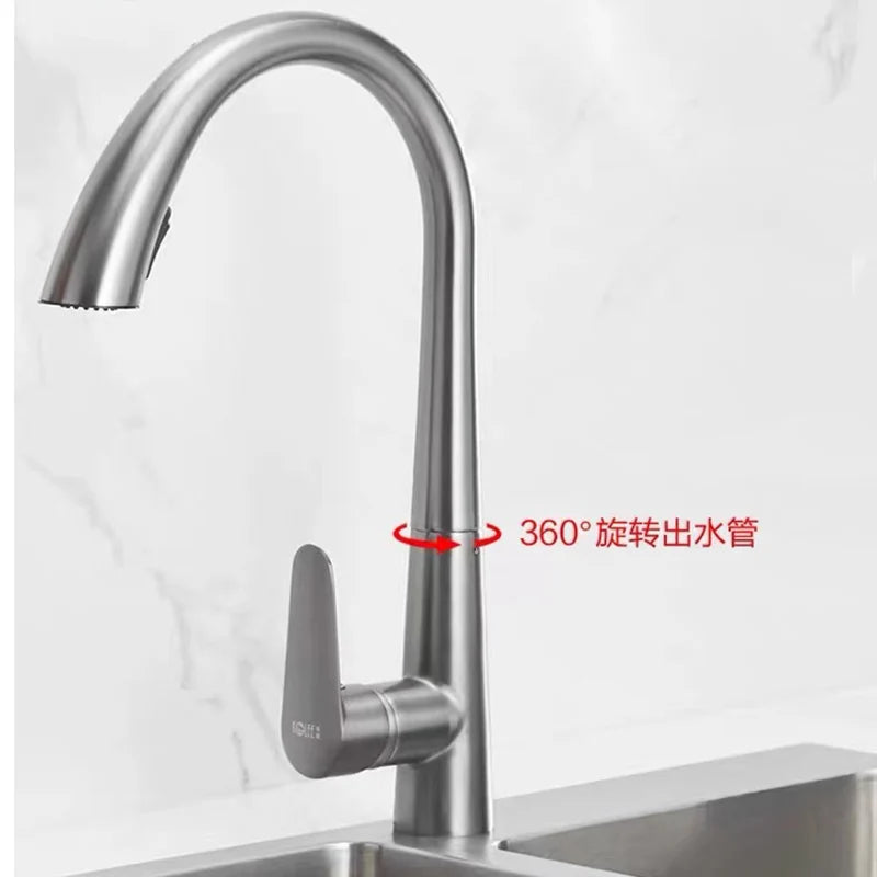 XOXO Kitchen Faucets Black Single Handle Pull Out Kitchen Tap Single Hole Handle Swivel 360 Degree Water Mixer Tap 83042QH