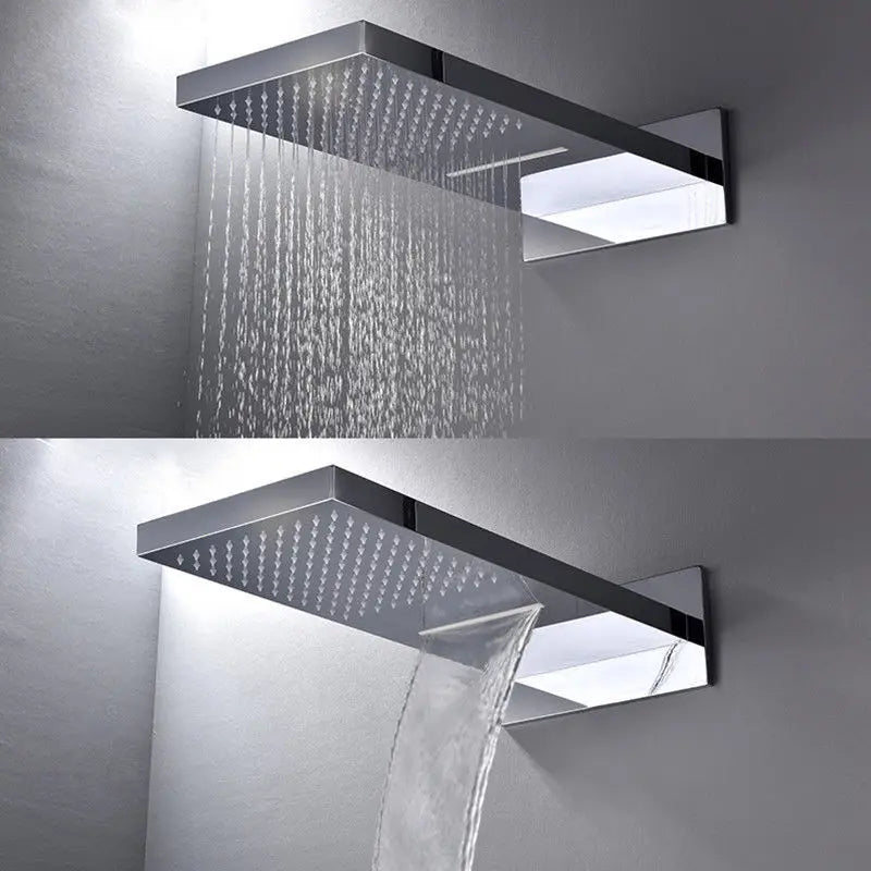 Luxury Waterfall Rainfall Shower Faucet Thermostat Valve Mixers Wall Mounted Thermostatic Shower Set With Handshower