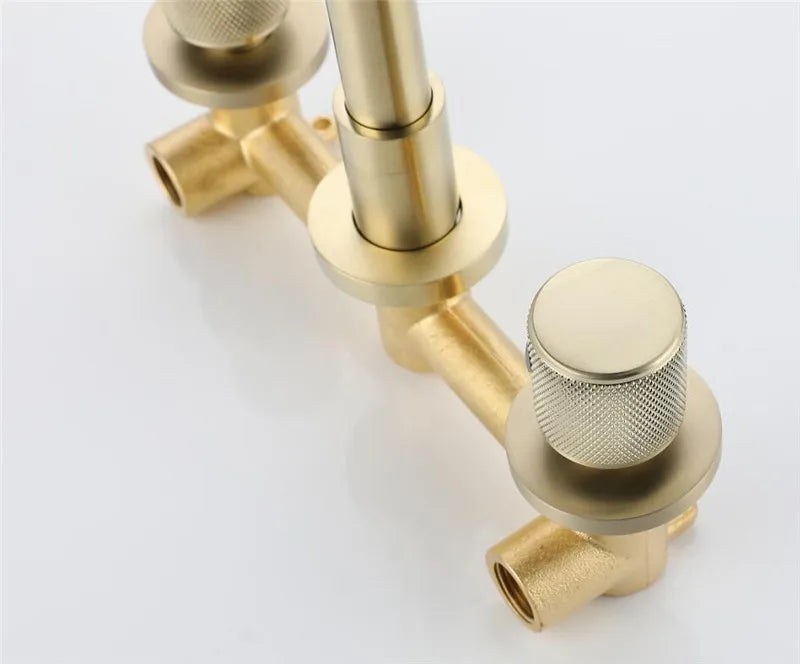 Bathroom Faucet Brushed Gold Bathroom Basin Faucet Cold And Hot Brass Sink Mixer Sink Tap Single Handle Wall Mounted Water Tap