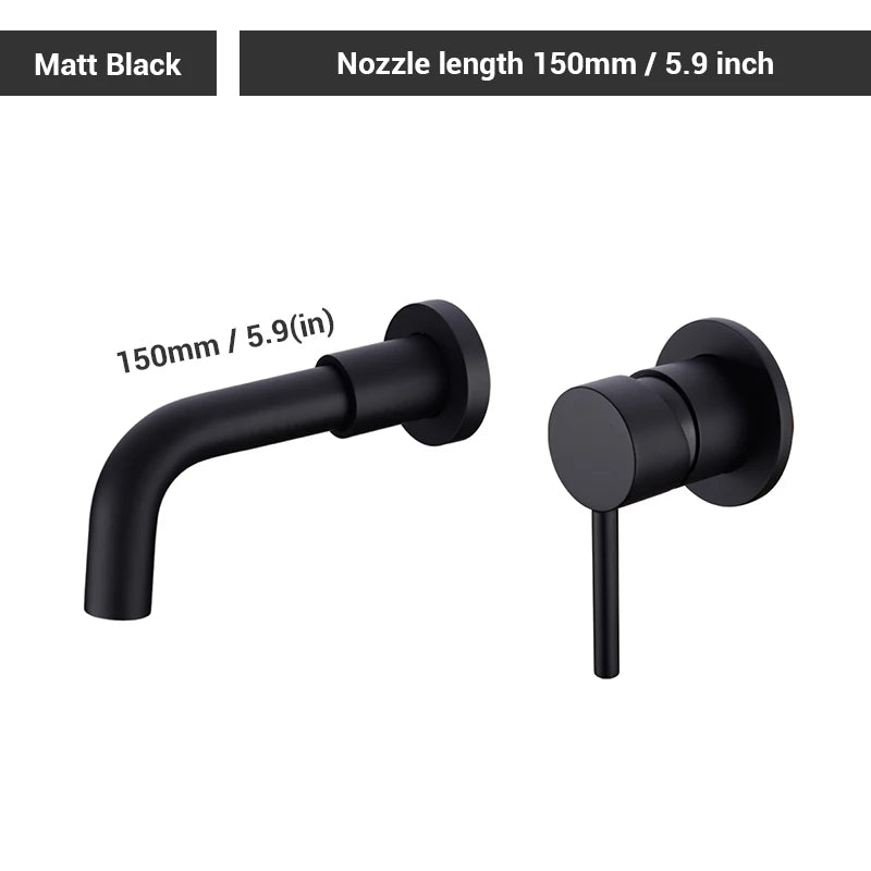 Black Bathroom Sink Faucet  Brass Tap Hot Cold Wash Basin Water Swivel Spout Wall Mounted Bath Mixer Brushed Gold Gunmetal