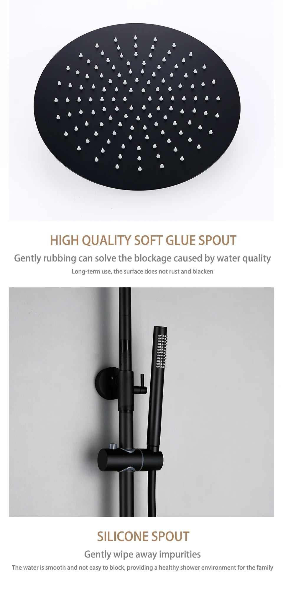 Black Thermostatic Shower Set Mixer Tap System Built-in Bathtub Faucet With Thermostat Diverter Valve Handheld Wall Rain Head