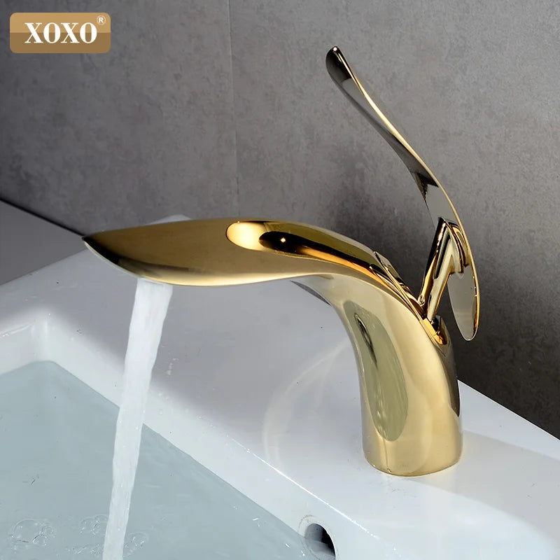 Basin Faucet Bathroom Sink Faucet Single Handle Hole Gold Faucet Basin Taps  Hot Cold Mixer Tap Crane 23025A-H