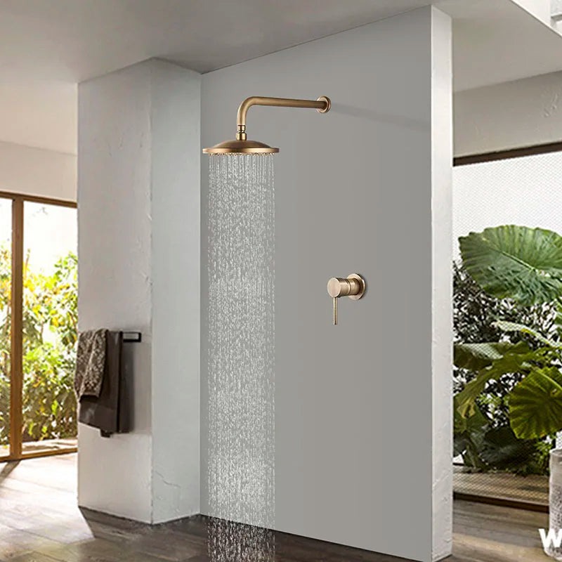 Senlesen Antique Brass Shower Faucets Set Ceramic Valve Core 8 inch Shower Head Wall Mount Hot Cold Mixer Tap Bathroom Faucet