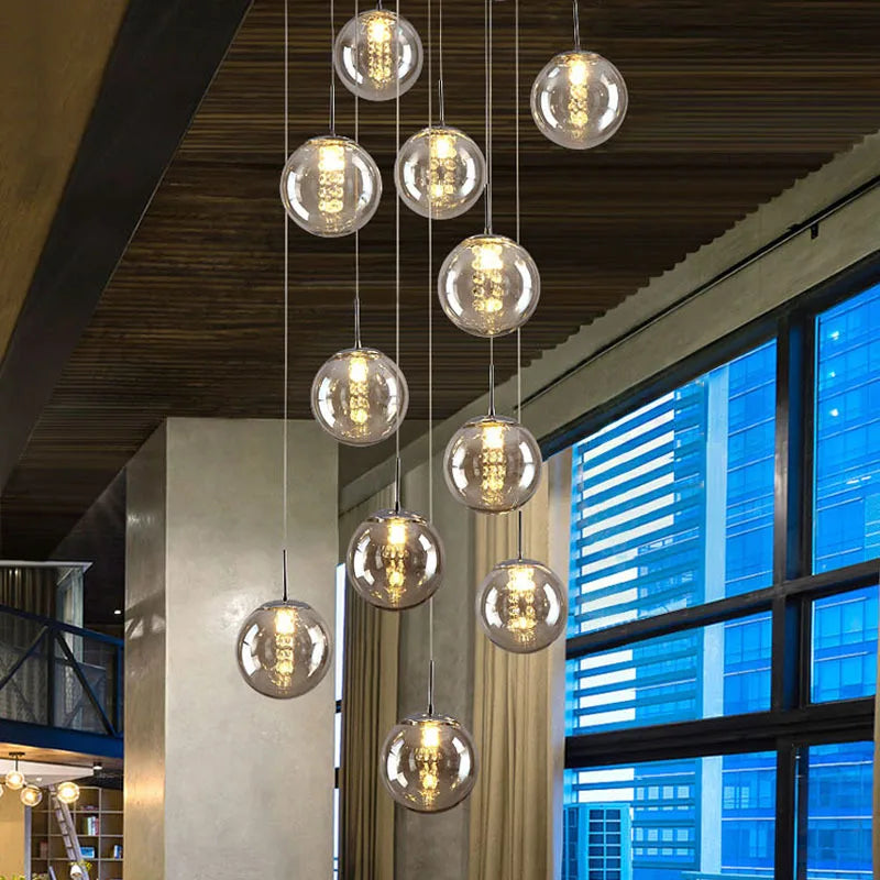 Nordic Glass Ball Chandelier in Black