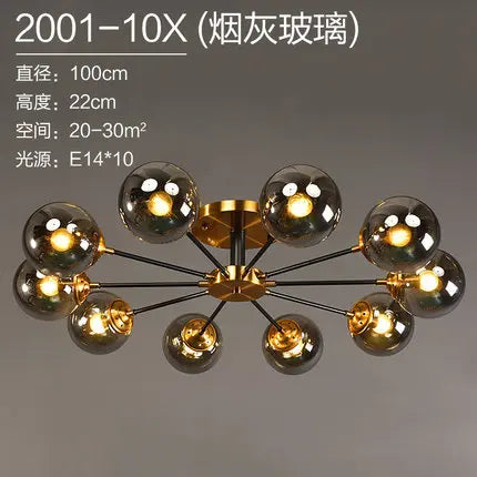 Modern Parlor LED Chandelier Smoke Grey/Clear Glass