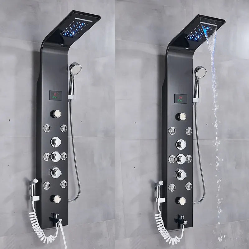 Black Shower Panel Column LED Bathroom Shower System